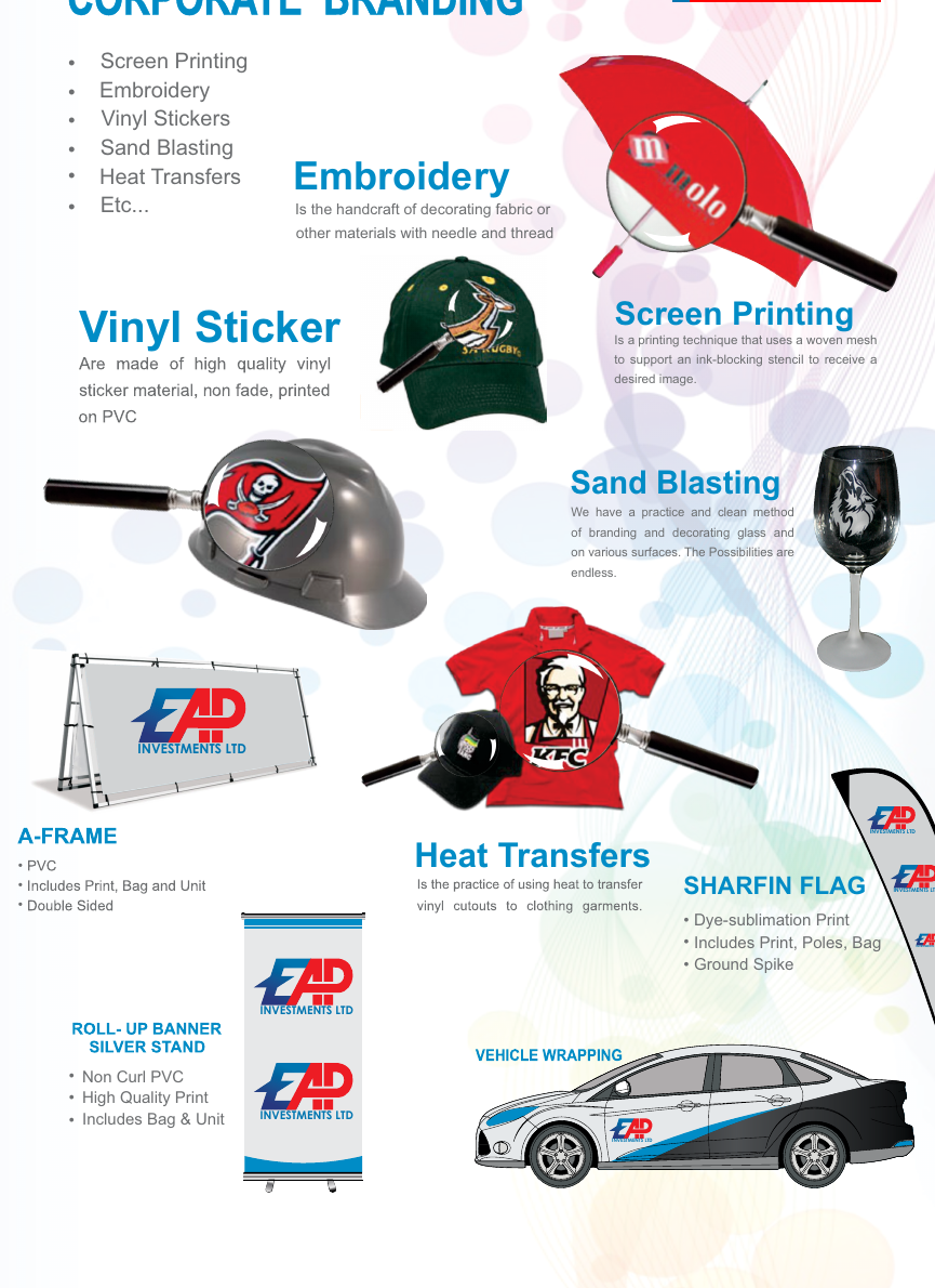 Corporate branding examples from the EAP company profile
